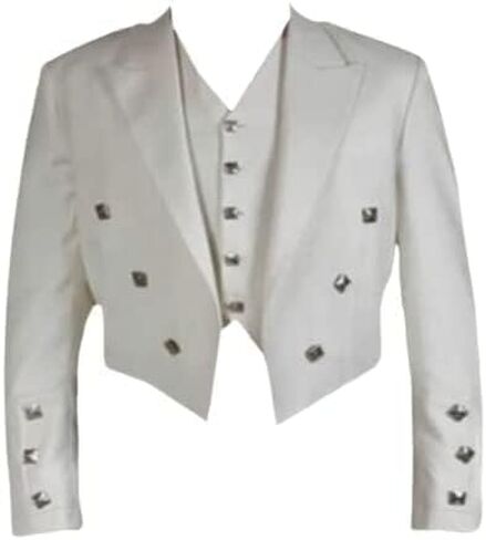 New Man's White Scottish Prince Charlie Kilt Jacket in Saudi Arabia