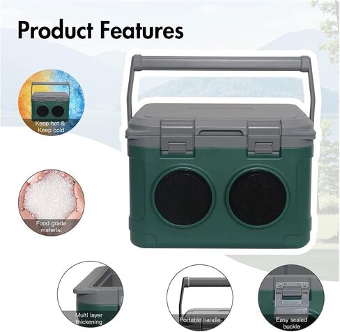 Camp Cooler with Bluetooth Speaker 22 Quart，48 Hours Ice Retention, Portable Handle, Outdoor Camping Cooler for BBQs, Beach, Hiking in Saudi Arabia
