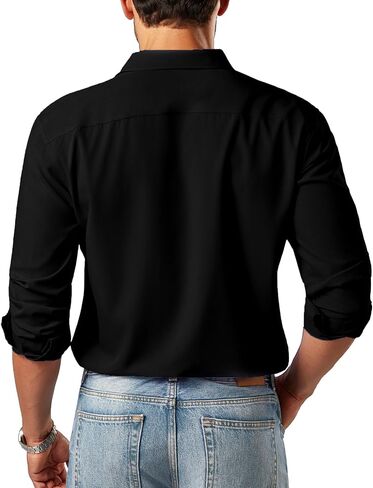 قمصان للرجال كبيرة وطويلة (مقاس XL-6XLT) قمصان سهرة بأكمام طويلة وأزرار للأسفل، قميص بياقة كاجوال للعمل in Kuwait