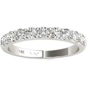 خاتم زفاف مصنوع من الذهب الأبيض عيار 14 قيراط والألماس الطبيعي ومعتمد 1/2 قيراط EF/SI1-SI2 AGS in Kuwait