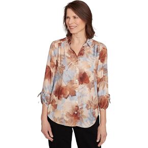 Textured Leaf Button Front Top in Kuwait