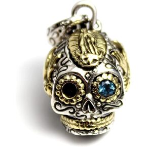 COSUMOSU Mexican Sugar Skull 925 sterling silver Men's Pendant - London blue topaz in Kuwait