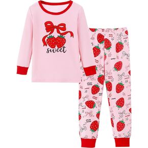 Mikrdoo Baby Girls Pajamas Set 2-Piece Long Sleeve Cotton Stretch Soft Snug Fit Sleepwear for Kids 12Months-7Years in Kuwait