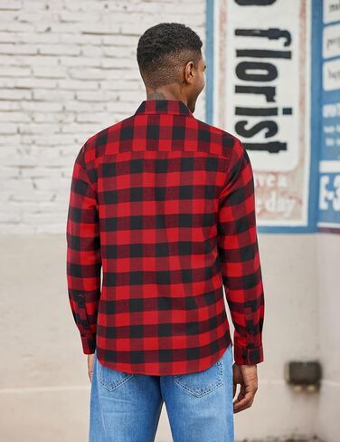 COOFANDY Mens Flannel Shirts Long Sleeve Lightweight Plaid Shirt Casual Button Down Shirts with Pocket in Saudi Arabia