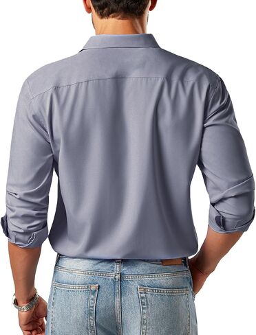 قمصان للرجال كبيرة وطويلة (مقاس XL-6XLT) قمصان سهرة بأكمام طويلة وأزرار للأسفل، قميص بياقة كاجوال للعمل in Kuwait