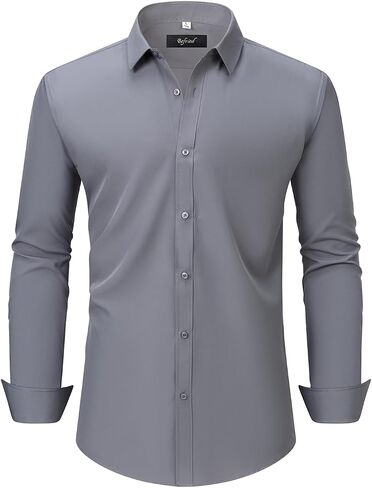 قمصان للرجال كبيرة وطويلة (مقاس XL-6XLT) قمصان سهرة بأكمام طويلة وأزرار للأسفل، قميص بياقة كاجوال للعمل in Kuwait