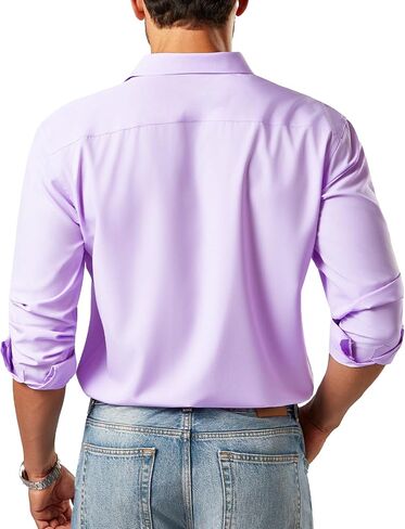 قمصان للرجال كبيرة وطويلة (مقاس XL-6XLT) قمصان سهرة بأكمام طويلة وأزرار للأسفل، قميص بياقة كاجوال للعمل in Kuwait