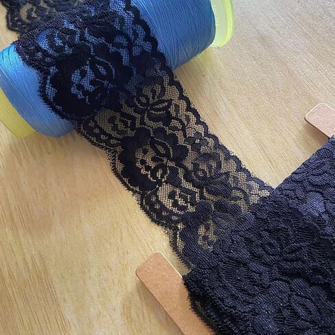 2.15 Inches Wide Lace Ribbon, Lace Trim, Elastic Stretchy Lace Fabric - 5 Yards, Perfect for Crafting, Sewing Making, Gift Wrapping and Bridal Wedding Decorations - 8885 (White) in Saudi Arabia