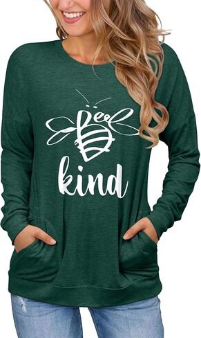 Dresswel Be Kind Sweatshirts for Women Long Sleeve Graphic Shirts Crewneck Pullover Tops Casual Loose Fall Outfits Clothes in Kuwait