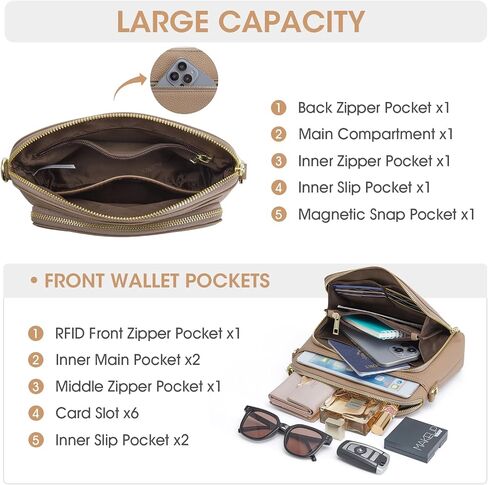 Kattee Small Crossbody Shoulder Bag for Women, Women's Genuine Leather Crossbody Purse with RFID Wallet in Saudi Arabia