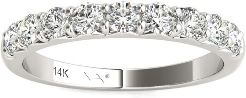 خاتم زفاف مصنوع من الذهب الأبيض عيار 14 قيراط والألماس الطبيعي ومعتمد 1/2 قيراط EF/SI1-SI2 AGS in Kuwait