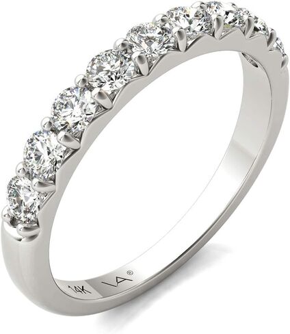 خاتم زفاف مصنوع من الذهب الأبيض عيار 14 قيراط والألماس الطبيعي ومعتمد 1/2 قيراط EF/SI1-SI2 AGS in Kuwait