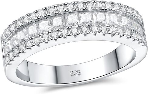 Moissanite Wedding Bands for Women Eternity Rings Round Princess Cut 925 Sterling Silver Engagement Anniversary Size 5-10 in Saudi Arabia