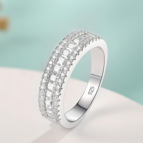 Moissanite Wedding Bands for Women Eternity Rings Round Princess Cut 925 Sterling Silver Engagement Anniversary Size 5-10 in Saudi Arabia