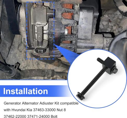 Alternator Pump Pulley Adjuster Kit, Generator Mount Bracket Bolt Nut Compatible with Hyundai Elantra 2001-2006, Accent 2000-2007, Kia Rio 2006-2007 Replace 37463-33000 37462-22000 37471-24000 in Saudi Arabia