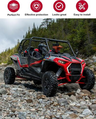 أغطية مدخل هواء من الألومنيوم لملحقات Polaris RZR XP 1000/XP 4 1000 2014-2023، غطاء حماية من جلد الضفدع الجانبي المعدني الأسود، إطار شبكي للمحرك (قطعتان، مثبت بمسمار) in Kuwait