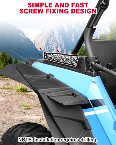 أغطية مدخل هواء من الألومنيوم لملحقات Polaris RZR XP 1000/XP 4 1000 2014-2023، غطاء حماية من جلد الضفدع الجانبي المعدني الأسود، إطار شبكي للمحرك (قطعتان، مثبت بمسمار) in Kuwait
