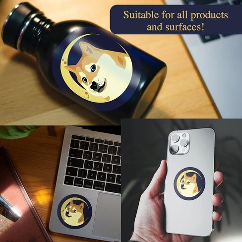Dogecoin Sticker Pack of 3 – to the Moon Car Bumper Stickers Premium Glossy Vinyl Crypto for Car, Laptop, Phone, Mug Waterproof and Scratch-Resistant, Doge-2 in Saudi Arabia