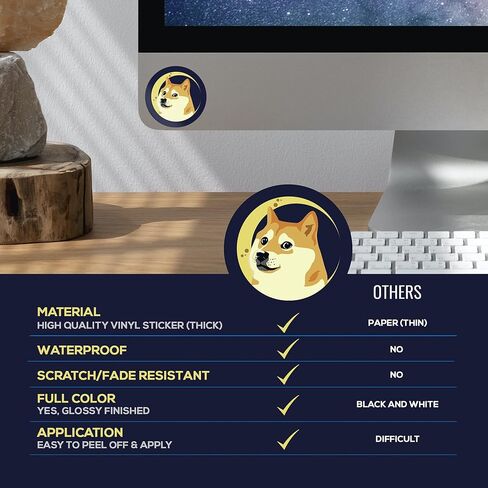 Dogecoin Sticker Pack of 3 – to the Moon Car Bumper Stickers Premium Glossy Vinyl Crypto for Car, Laptop, Phone, Mug Waterproof and Scratch-Resistant, Doge-2 in Saudi Arabia