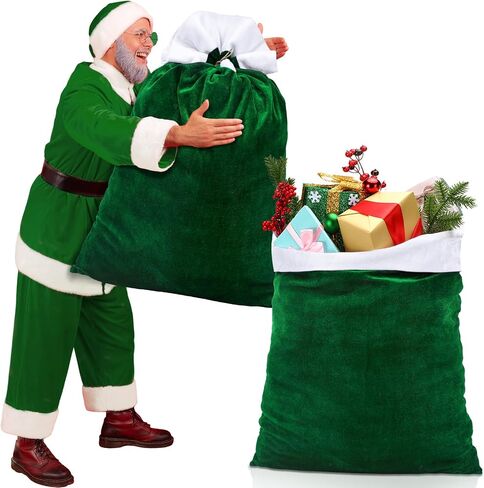 Shappy 2 Pcs Christmas Velvet Santa Claus Bags 20 x 28 Inch Large Santa Gift Sack with Drawstring Santa Claus Bag Christmas Gift Presents Bags for Xmas Present Toys Holiday Party Supplies(Brown) in Saudi Arabia