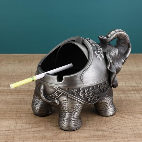 Windproof ashtray storage box indoor and outdoor ashtrays in the living room old-fashioned practical decorative cigarette butt storage tray gifts for men and women (Ancient tin) in Saudi Arabia
