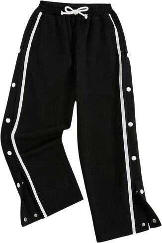Boy's Striped Side Snap Wide Leg Sweatpants Bowknot Elastic Waist Sports Pants Trousers in Saudi Arabia