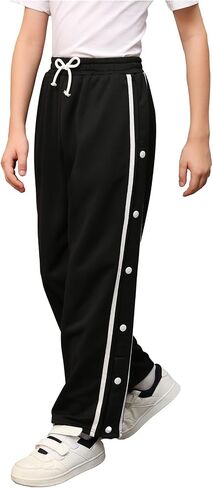 Boy's Striped Side Snap Wide Leg Sweatpants Bowknot Elastic Waist Sports Pants Trousers in Saudi Arabia