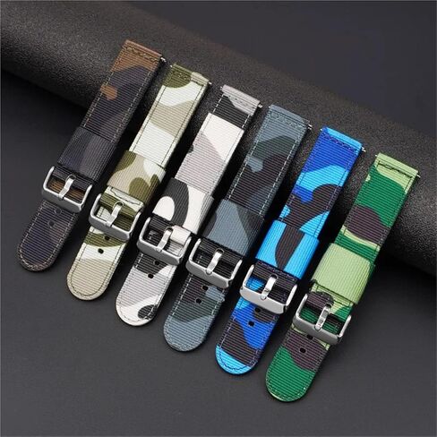 Camo Nylon Watch Strap 20mm 22mm 24mm Canvas Quick Release Watch Band Men Women Universal Sport Watchband in Kuwait