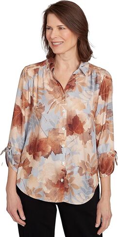 Textured Leaf Button Front Top in Saudi Arabia