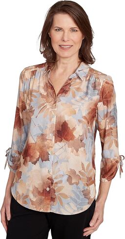 Textured Leaf Button Front Top in Saudi Arabia