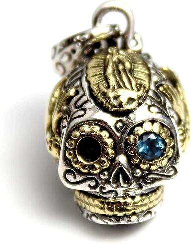 COSUMOSU Mexican Sugar Skull 925 sterling silver Men's Pendant - London blue topaz in Saudi Arabia