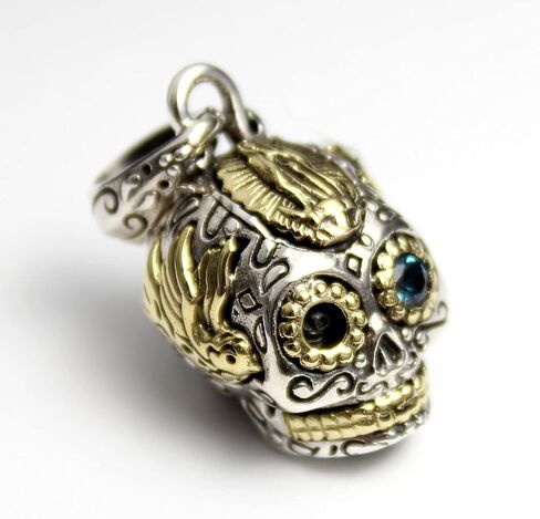 COSUMOSU Mexican Sugar Skull 925 sterling silver Men's Pendant - London blue topaz in Saudi Arabia