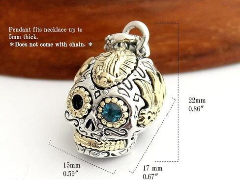 COSUMOSU Mexican Sugar Skull 925 sterling silver Men's Pendant - London blue topaz in Saudi Arabia