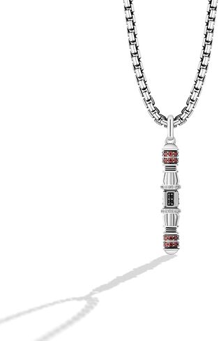 Jewelili Star Wars™ Fine Jewelry DARTH MAUL™ MEN'S PENDANT 1/6 CT.TW Black and White Diamonds and Garnet in Sterling Silver with Black Rhodium in Saudi Arabia