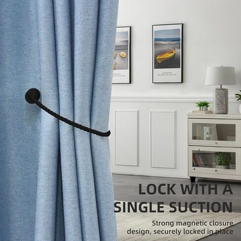 4 قطع من حوامل الستائر المغناطيسية - قبضة قوية، لا حاجة لأي أدوات - لغرفة النوم، وغرفة المعيشة، والمكتب in Kuwait