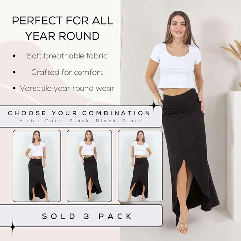 Azules High-Low Hem Maxi Skirts for Women - Flowy, Wrap Front Slit, Summer Foldover Skirt - High Waisted Long Skirt for Women in Saudi Arabia