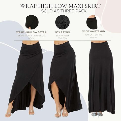 Azules High-Low Hem Maxi Skirts for Women - Flowy, Wrap Front Slit, Summer Foldover Skirt - High Waisted Long Skirt for Women in Saudi Arabia