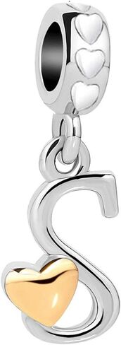 Initial Letter Charm Compatible with Pandora Bracelet Alphabet Birthday Dangle Charm for Women Jewelry in Saudi Arabia