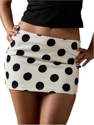 Verdusa Women's Polka Dots Micro Skirts Ultra Low Waist Slim Fitted Bodycon Short Skirts in Saudi Arabia