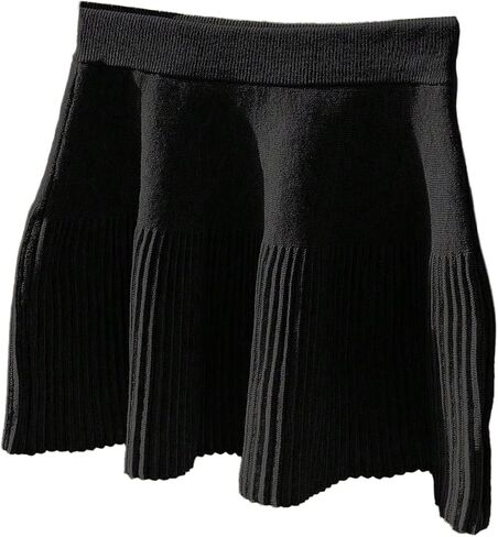 MakeMeChic Women's Knit Sweater Skirt Elastic Waist Pleated A Line Casual Mini Skirts in Saudi Arabia