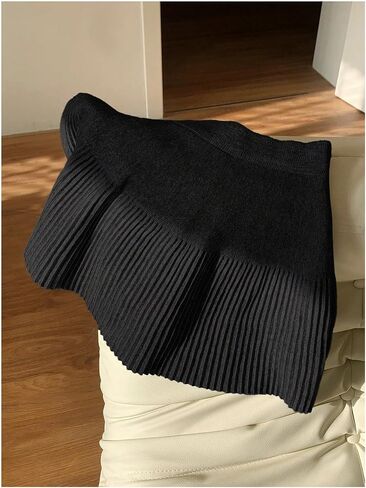 MakeMeChic Women's Knit Sweater Skirt Elastic Waist Pleated A Line Casual Mini Skirts in Saudi Arabia