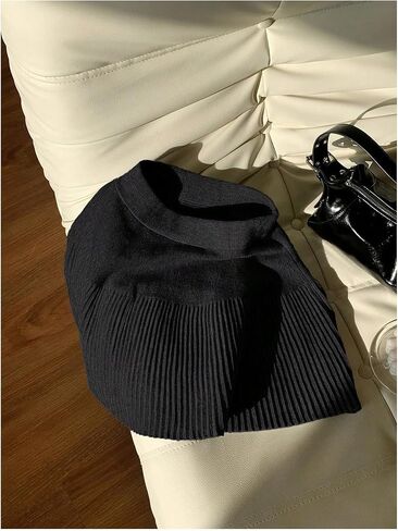 MakeMeChic Women's Knit Sweater Skirt Elastic Waist Pleated A Line Casual Mini Skirts in Saudi Arabia