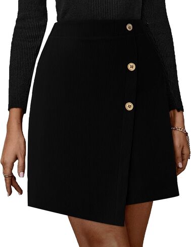 Pink Queen Corduroy Skirt Women Cute High Waist Bodycon Wrap Short Asymmetrical Hem Mini Skirt with Pockets in Saudi Arabia