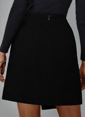 Pink Queen Corduroy Skirt Women Cute High Waist Bodycon Wrap Short Asymmetrical Hem Mini Skirt with Pockets in Saudi Arabia