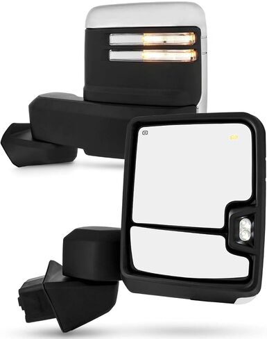 AKKON - Fits 2019-2022 Chevy Silverado 1500 Power Heated Manual Folding Towing Mirror w/LED Turn Signal Pair Chrome in Saudi Arabia