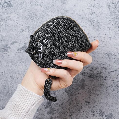 Elegant Cat-Themed Coin Purse for Women | Stylish Litchi Pattern with PU Card Holder | Perfect as a Cat Wallet or Change Purse Pink in Saudi Arabia
