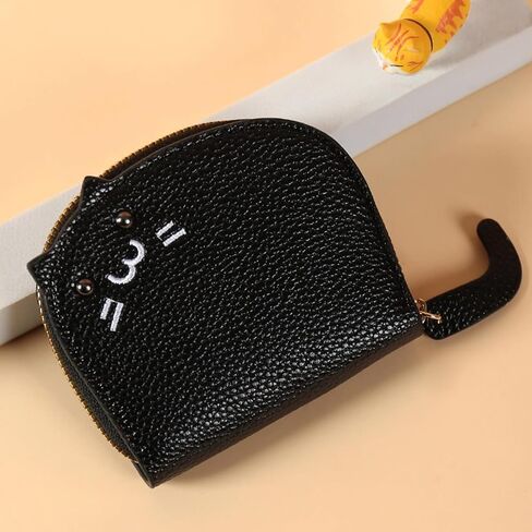 Elegant Cat-Themed Coin Purse for Women | Stylish Litchi Pattern with PU Card Holder | Perfect as a Cat Wallet or Change Purse Pink in Saudi Arabia