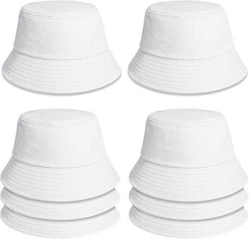 8 PCS White Bucket Hats Bulk for Women Men Cotton Summer Sun Beach Hat Sublimation Blank Bucket Hat for Casual, Trips, Sports in Saudi Arabia