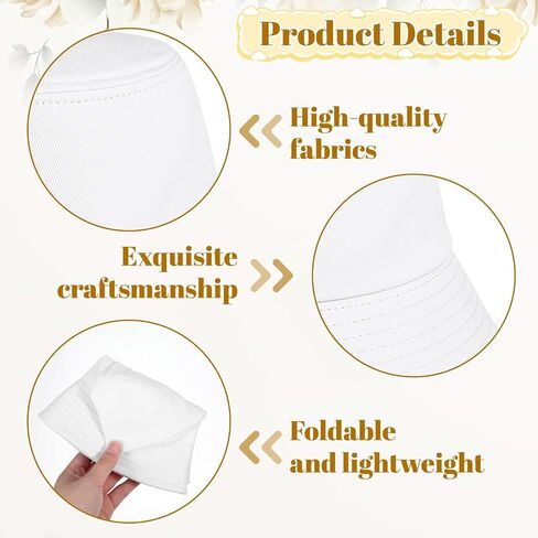 8 PCS White Bucket Hats Bulk for Women Men Cotton Summer Sun Beach Hat Sublimation Blank Bucket Hat for Casual, Trips, Sports in Saudi Arabia