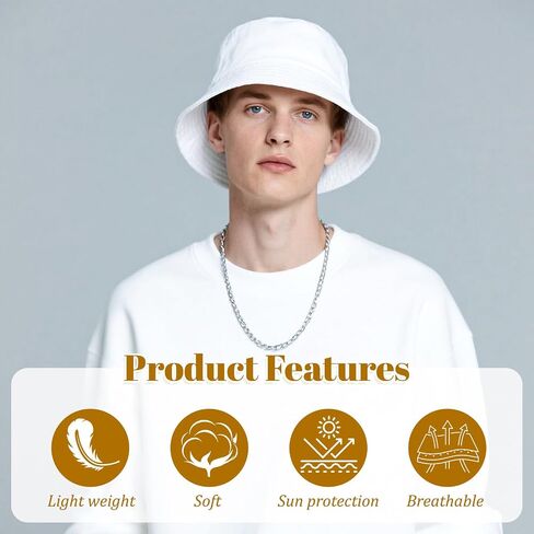 8 PCS White Bucket Hats Bulk for Women Men Cotton Summer Sun Beach Hat Sublimation Blank Bucket Hat for Casual, Trips, Sports in Saudi Arabia